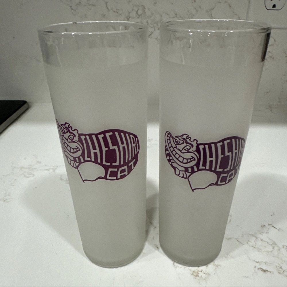 Frosted Cheshire Cat Highball Glass 12 Oz. Set Of 2